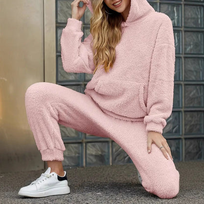 Women's Two-piece Set – Relaxed Fit Hoodie – Wide Pants – Soft Comfortable Texture