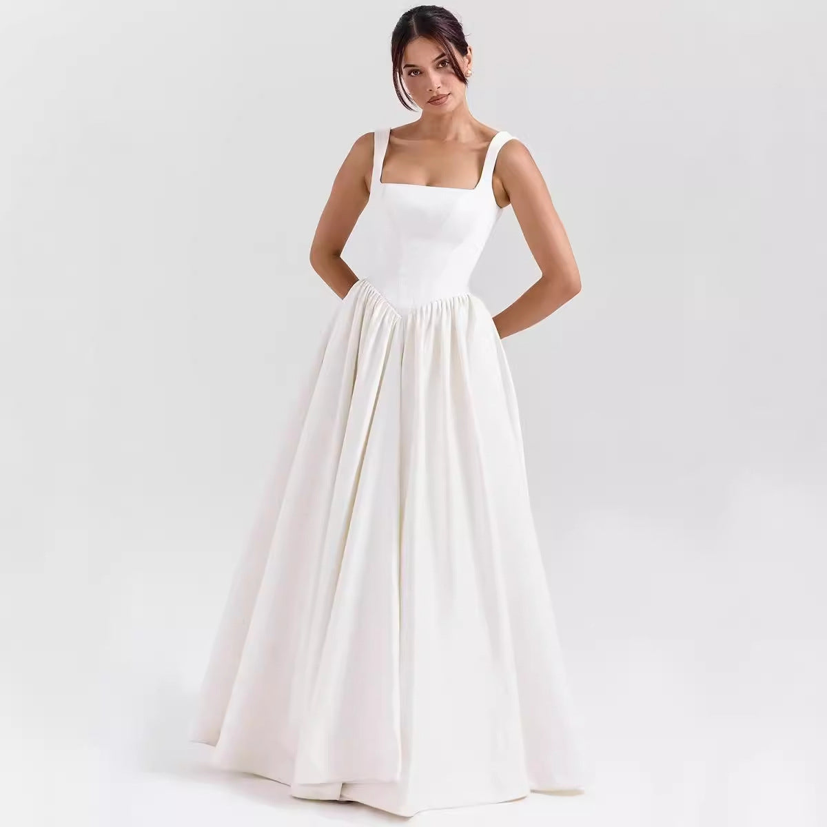 Dress for Women – Maxi Dress – Fitted Waist – Ruffled Skirt – Natural Fibers