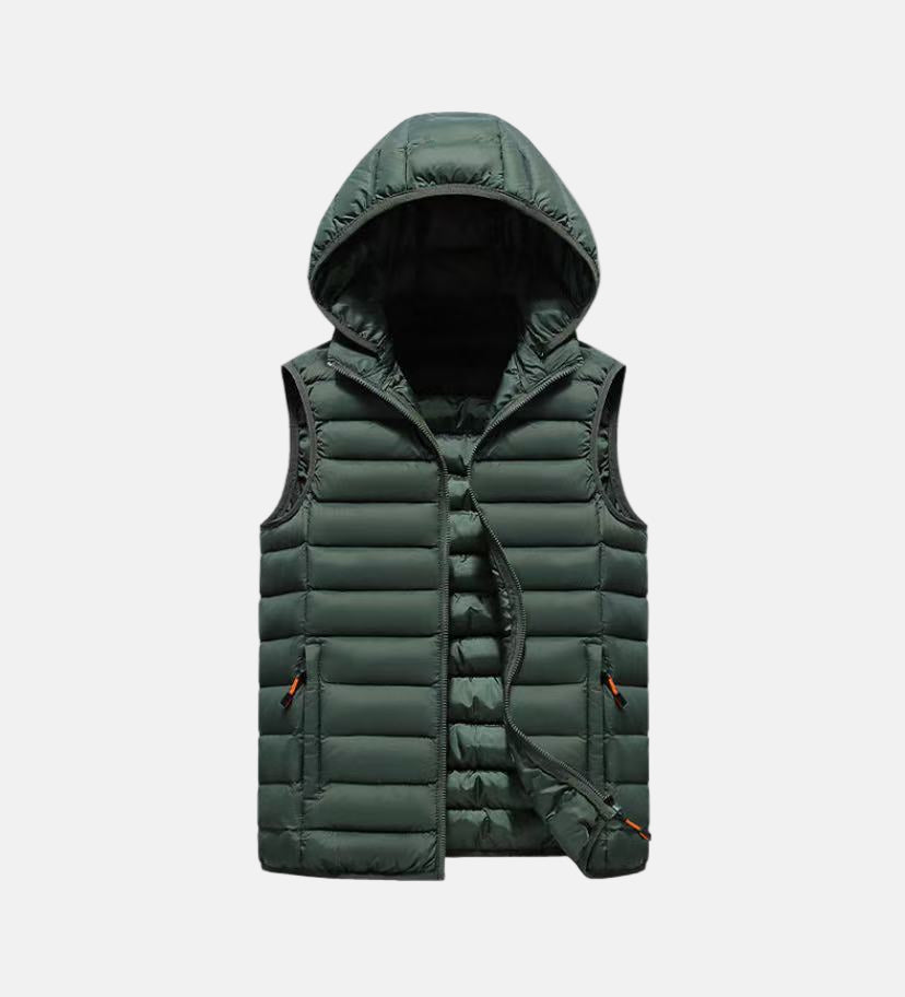 Men's vest - Lightweight padded hooded waistcoat - Autumn winter