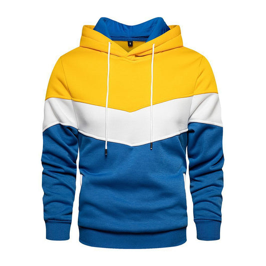 Men's Hoodie – Loose Fit – Color Block Design – Adjustable Hood – Side Pockets