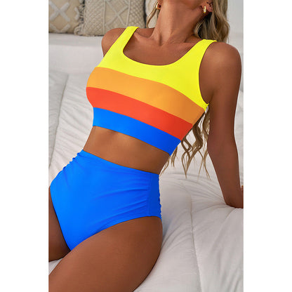 Women's Bikini Set – Sporty Top with Support – High Waist – Quick-Drying Breathable Fabric