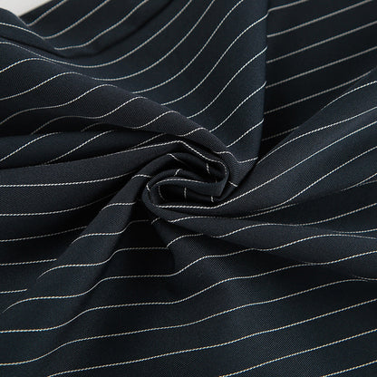 Women's Trousers with Wide Legs – High-Waisted – Light Material – Striped – Tie Belt and Pleats