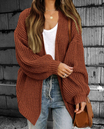 Women's Cardigan – Chunky Knit – Oversized Fit – Open Front – Casual Style