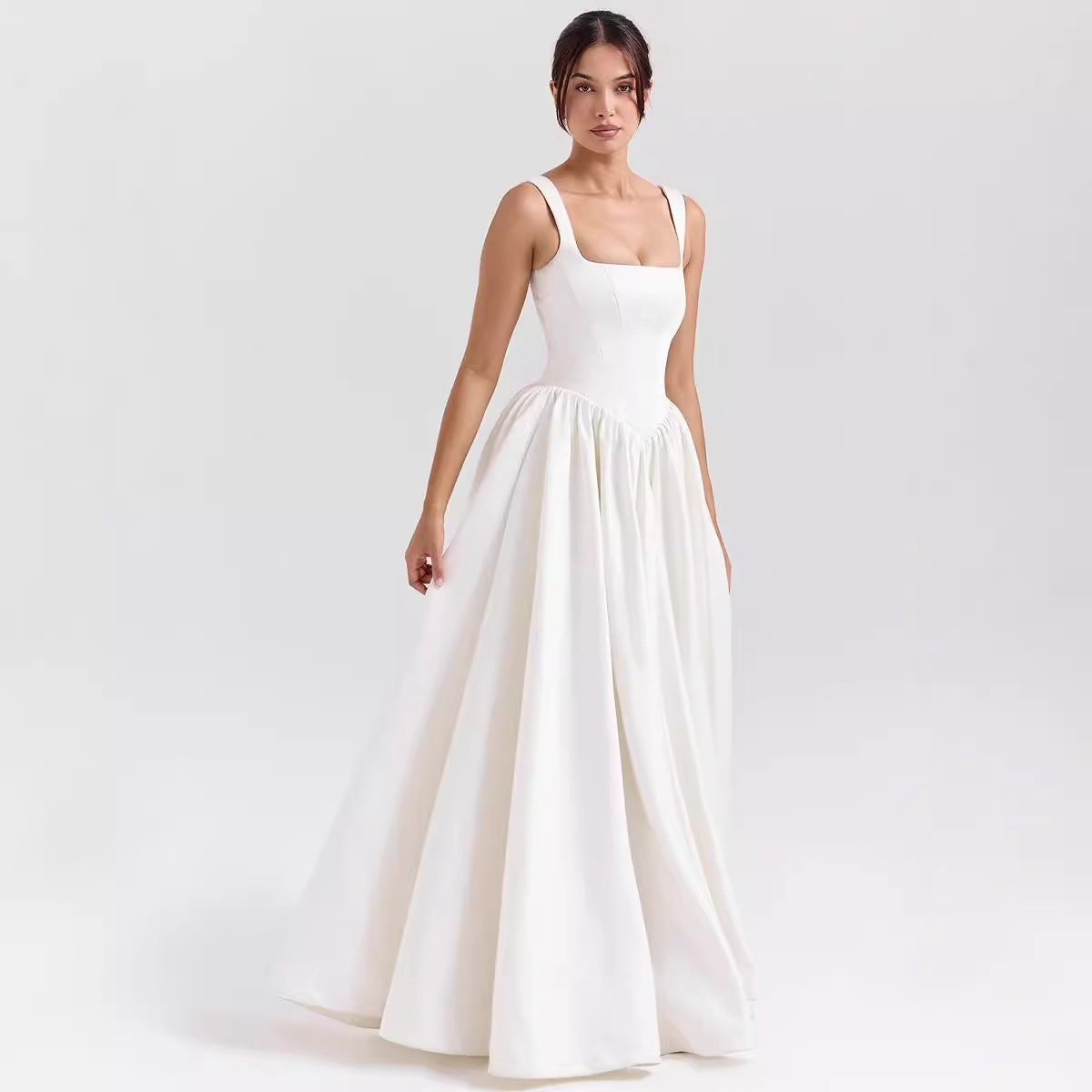 Dress for Women – Maxi Dress – Fitted Waist – Ruffled Skirt – Natural Fibers