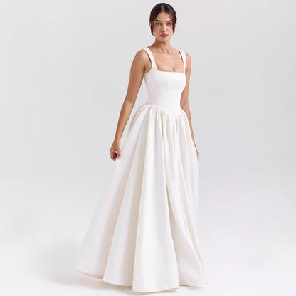 Dress for Women – Maxi Dress – Fitted Waist – Ruffled Skirt – Natural Fibers