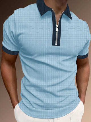 Men's Polo Shirt – Slim Fit – Half Zipper – Breathable Material – Patterned Design