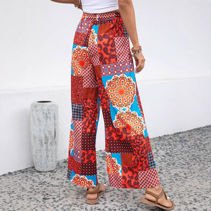 Women's Lounge Pants – Bohemian Print – Relaxed Fit – Wide Leg – Breathable Material