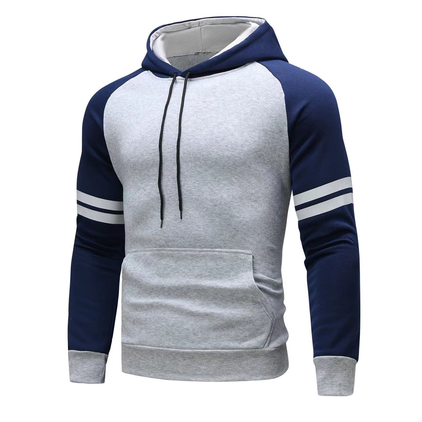 Men's Hoodie – Regular Fit – Raglan Sleeves – Sporty Stripe Design – Soft and Breathable