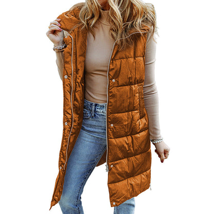 Women's Vest – Quilted Design – Relaxed Fit – Long and Sleeveless with Hood
