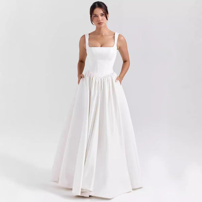 Dress for Women – Maxi Dress – Fitted Waist – Ruffled Skirt – Natural Fibers