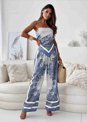 Women's Jumpsuit – Luxurious Fabric – Relaxed Fit – Spaghetti Straps – Wide Legs