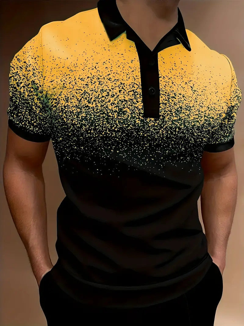Men's Polo Shirt – Slim Fit – Gradient Print – Soft Breathable Material – Casual Look
