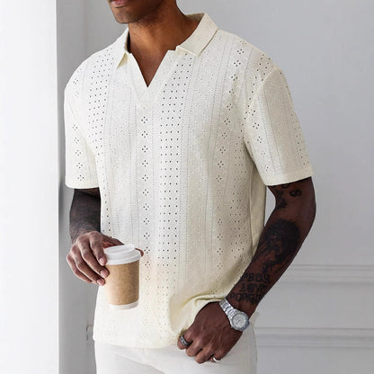 Men's T-shirt – Relaxed Fit – Soft Knit – Jacquard Lace – Short Sleeve