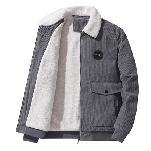 Men's Jacket – Corduroy – Loose Fit – Wool Lining – Button Closure – Casual Look
