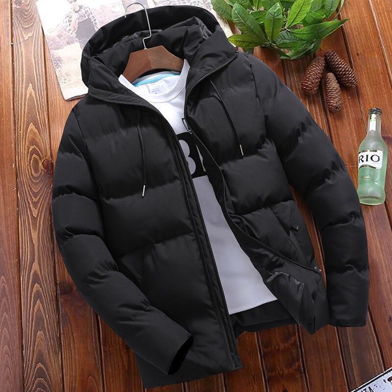 Men’s Jacket - Synthetic Blend - Quilted - Hooded - Relaxed Fit - Hip Length