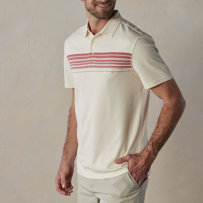 Men's Polo Shirt – Slim Fit – Breathable Cotton Blend – V-Neck with Buttons – Striped