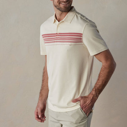 Men's Polo Shirt – Slim Fit – Breathable Cotton Blend – V-Neck with Buttons – Striped