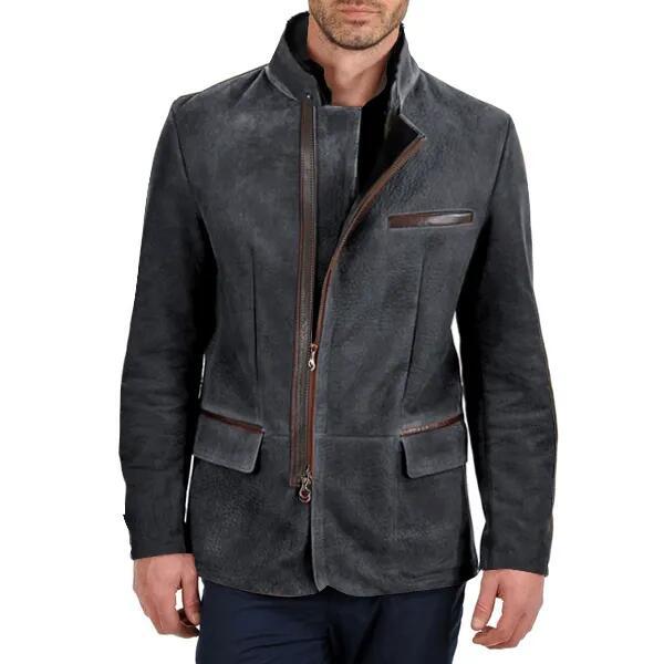 Men's Jacket – Slim Fit – Stand Collar – Zipper Closure – Multiple Pockets – Luxurious Fabric