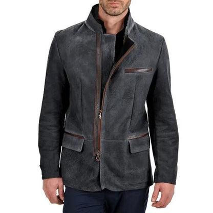 Men's Jacket – Slim Fit – Stand Collar – Zipper Closure – Multiple Pockets – Luxurious Fabric
