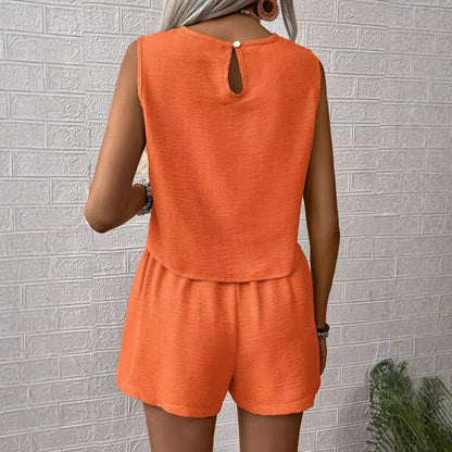 Women's Set with Top and Shorts – Relaxed Fit – Lightly Woven – Sleeveless and Short