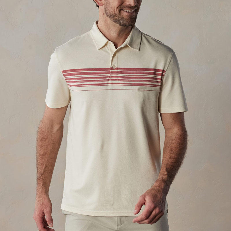 Men's Polo Shirt – Slim Fit – Breathable Cotton Blend – V-Neck with Buttons – Striped
