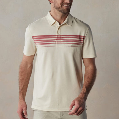 Men's Polo Shirt – Slim Fit – Breathable Cotton Blend – V-Neck with Buttons – Striped