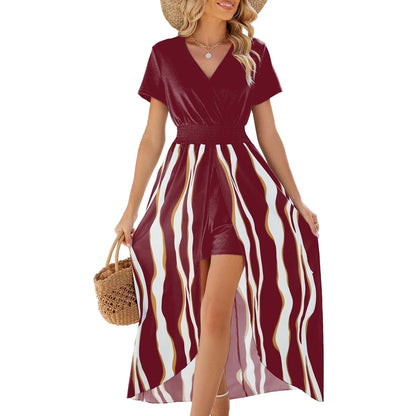 Dress for Women – Maxi Length – V-Neck Wrap – Breathable Light Fabric – Built-In Shorts