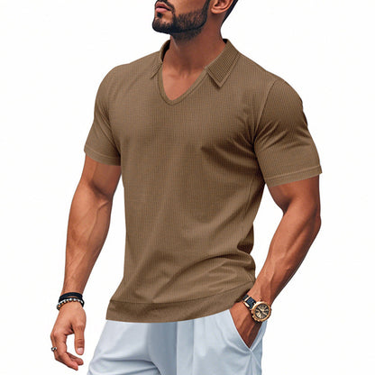 Herre Polo T-shirt – V-hals – Afslappet Pasform – Åndbar Bomuld – Minimalistisk Stil