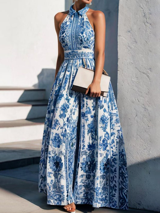 Dress for Women – Maxi Length – Elegant Fit – Halterneck – Breathable with Print