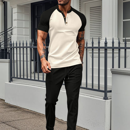 Men's Shirt with Short Sleeves – Slim Fit – Breathable Lightweight Fabric – Raglan Sleeves