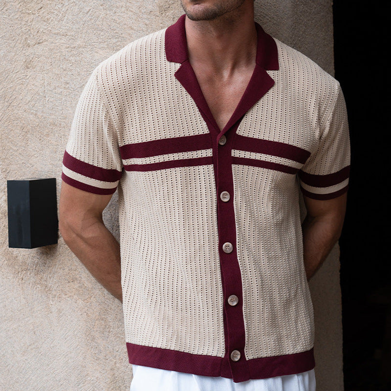 Herre poloshirt – regular fit – kort ærme – åndbar blød strik – retro detaljer