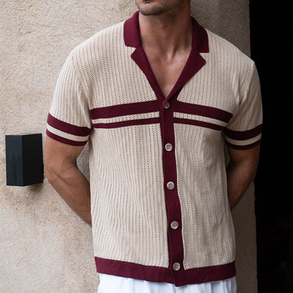 Herre poloshirt – regular fit – kort ærme – åndbar blød strik – retro detaljer
