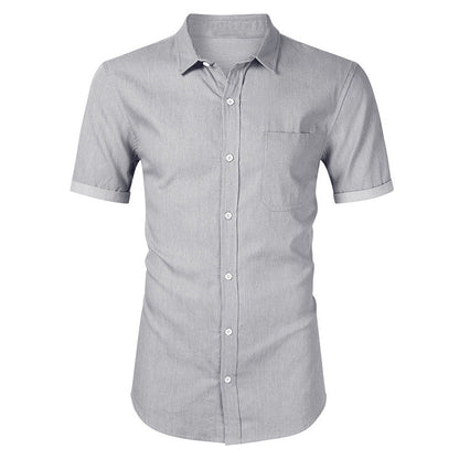 Men's Shirt with Short Sleeves – Slim Fit – Breathable Cotton – Chest Pocket – Button Closure