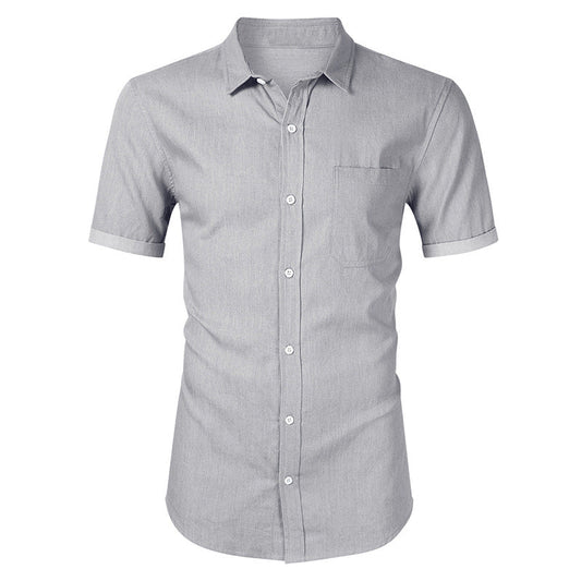 Men's Shirt with Short Sleeves – Slim Fit – Breathable Cotton – Chest Pocket – Button Closure