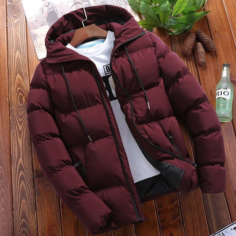 Men’s Jacket - Synthetic Blend - Quilted - Hooded - Relaxed Fit - Hip Length