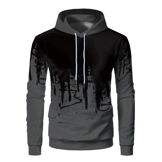 Men`s  Hoodie – Loose Fit – Lightweight and Breathable – 3D Print – Ribbed Edges – Casual