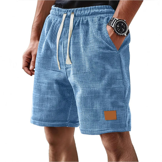 Men's Shorts – Relaxed Fit – Soft Waffle Knit – Adjustable Drawstring Waist