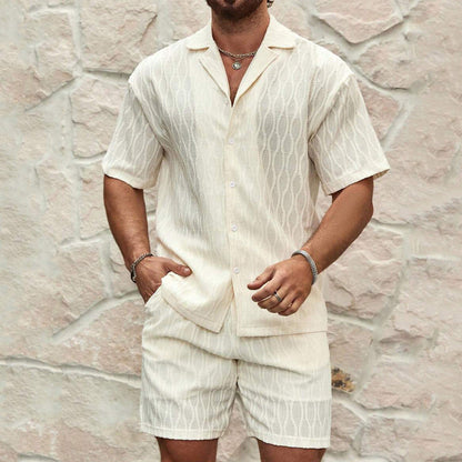 Men's Set – Short-Sleeved Shirt and Shorts – Relaxed Fit – Lightweight Cotton