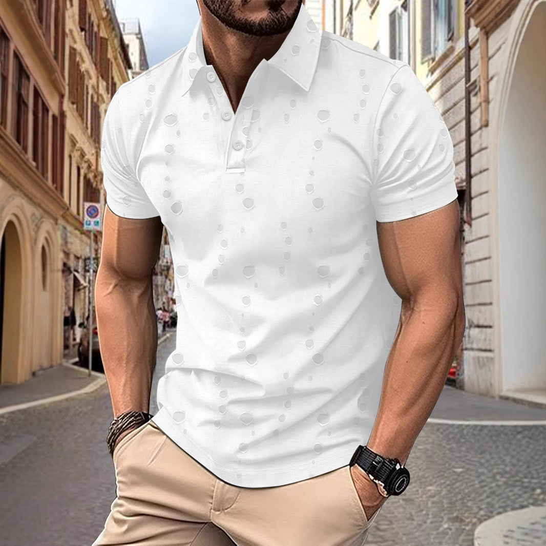 Men's Polo Shirt – Slim Fit – Soft Textured Knit – Short Sleeve – Subtle Pattern
