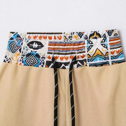 Men's Set with Short-Sleeved Shirt and Shorts – Regular Fit – Breathable Cotton – Patterned Detail