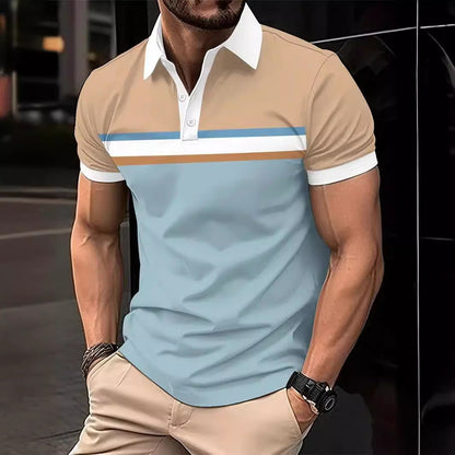 Men's Polo Shirt – Slim Fit – Cotton – Striped Chest – Short Sleeve – Contrast Edge