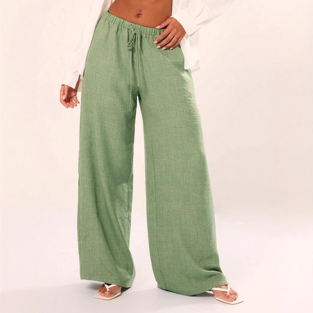 Women's Trousers with Wide Legs – Relaxed Fit – Breathable Material – Full Length