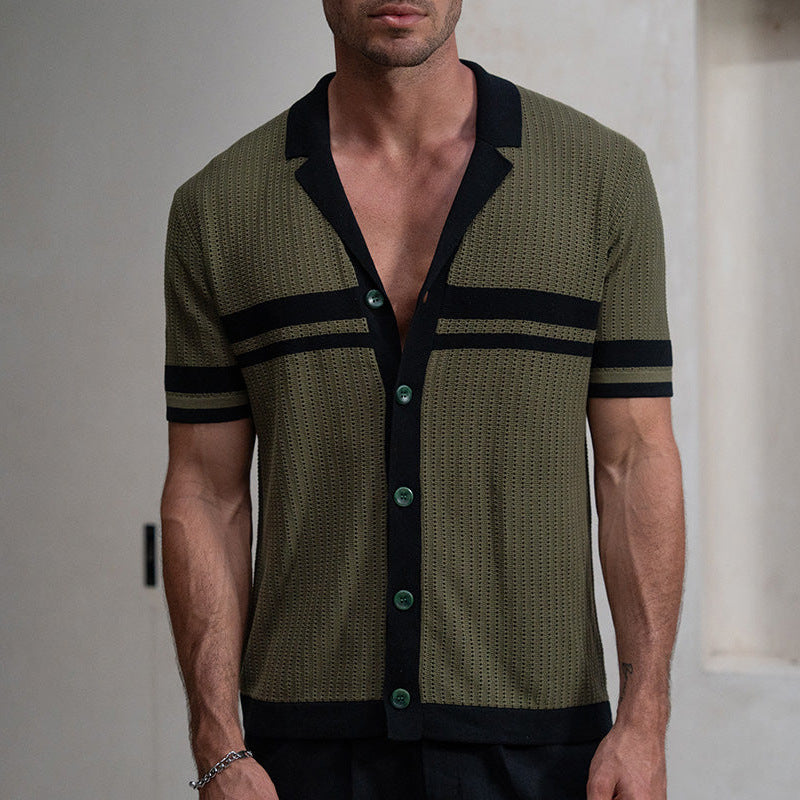Herre poloshirt – regular fit – kort ærme – åndbar blød strik – retro detaljer