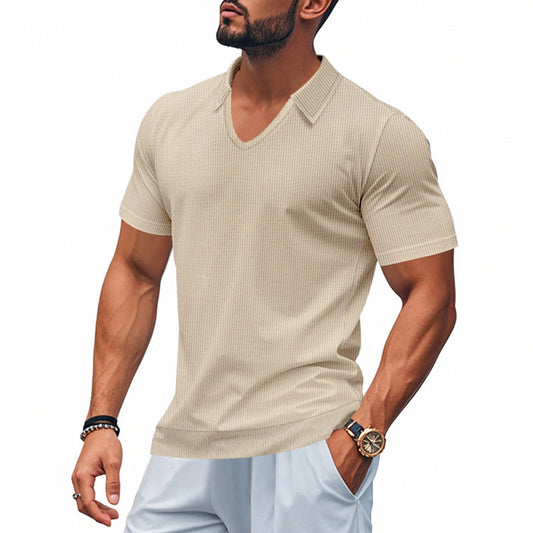 Men's Polo T-shirt – V-neck – Relaxed Fit – Breathable Cotton – Minimalist Style
