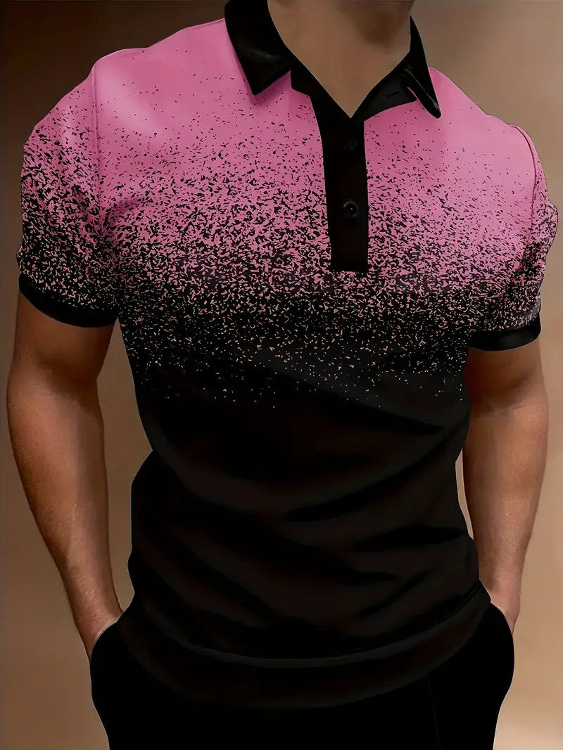 Men's Polo Shirt – Slim Fit – Gradient Print – Soft Breathable Material – Casual Look