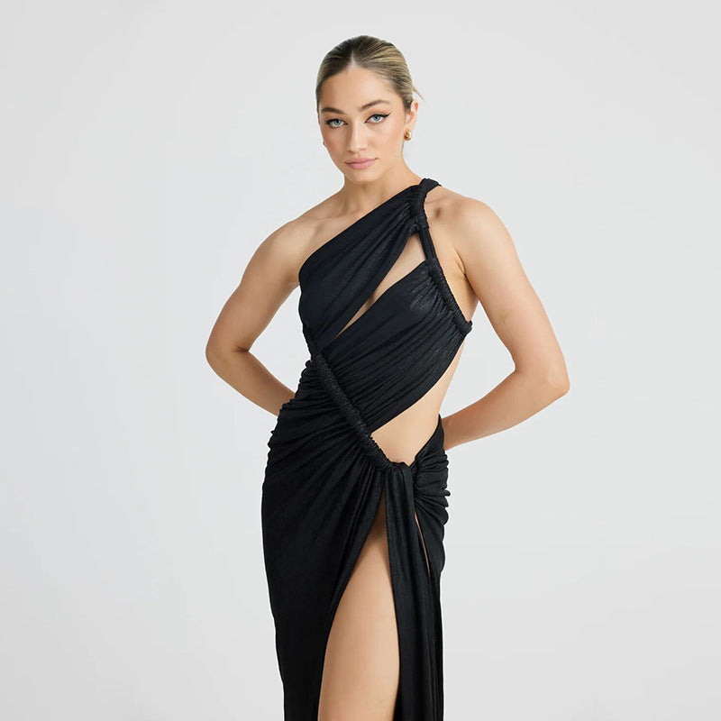 Dress for Women – Evening Dress in Luxury Fabric – Bodycon Fit – One Shoulder – High Slit Design