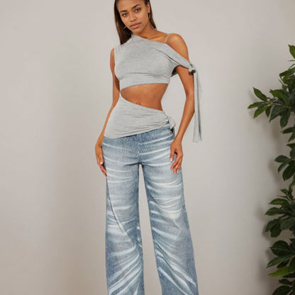 Women's Crop Top – One Shoulder – Slim Fit – Adjustable Laces – Breathable Soft Quality