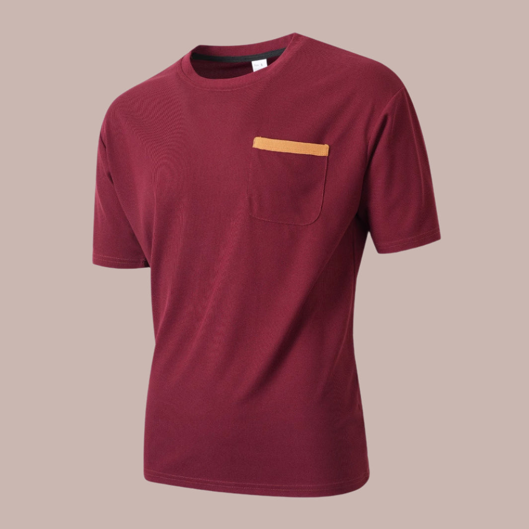 Men's T-shirt – Relaxed Fit – Short Sleeve – Chest Pocket – Breathable Design