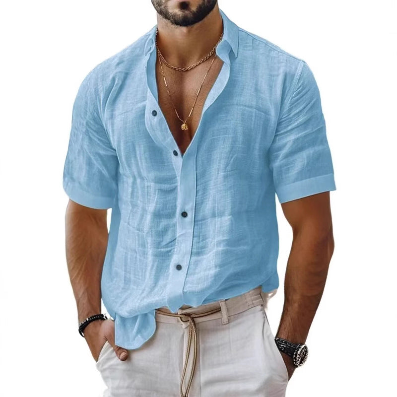 Men's Shirt – Relaxed Fit – Breathable Blend – Short-Sleeved – Revere Collar