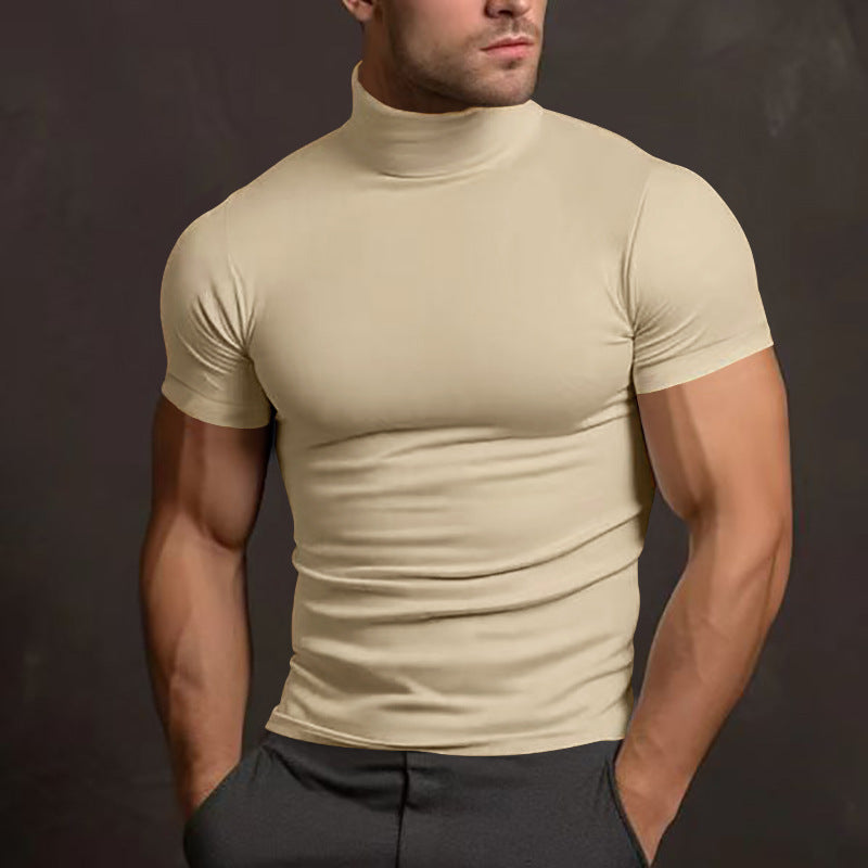 Men's Turtleneck T-shirt – Short Sleeves – Slim Fit – Comfortable & Breathable